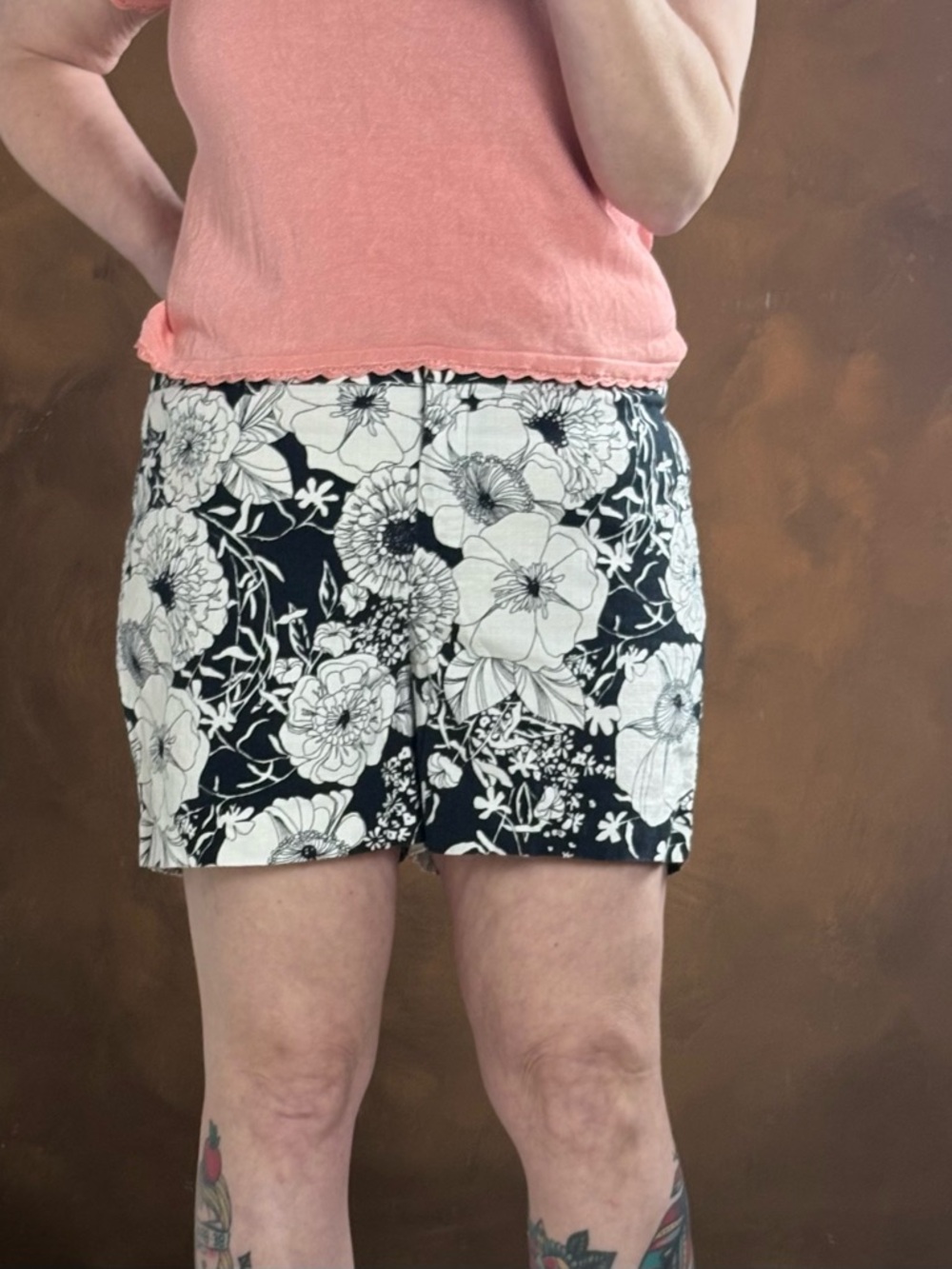 Talbots Black and White Floral Shorts